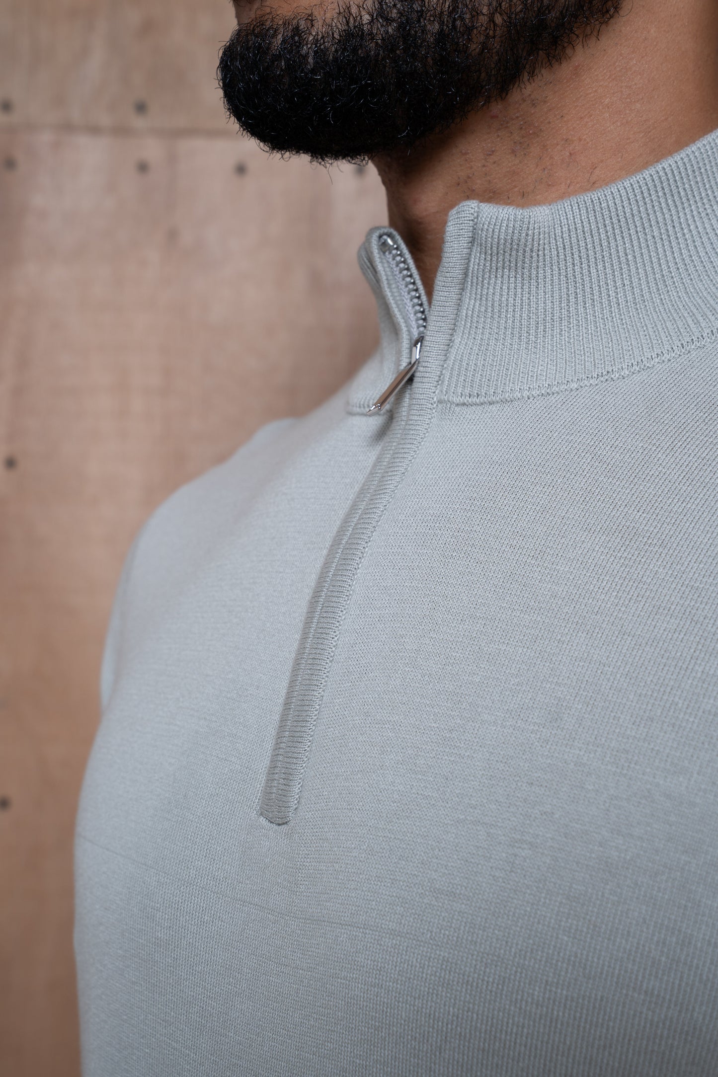 Capo Egyptian Cotton 1/4 Zip Top - Stone