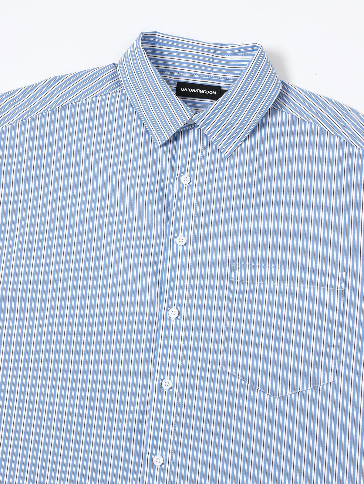 BOXY CROPPED 'BLUE' STRIPED LONG-SLEEVE SHIRT