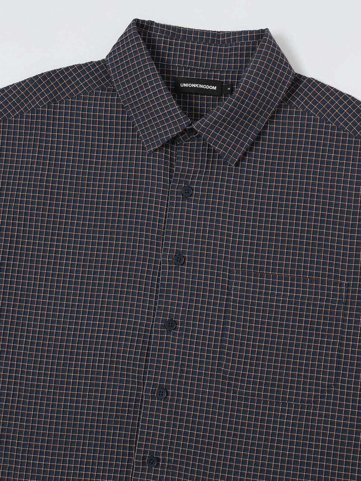 BOXY CROPPED FIT 'NAVY' PLAID SHIRT