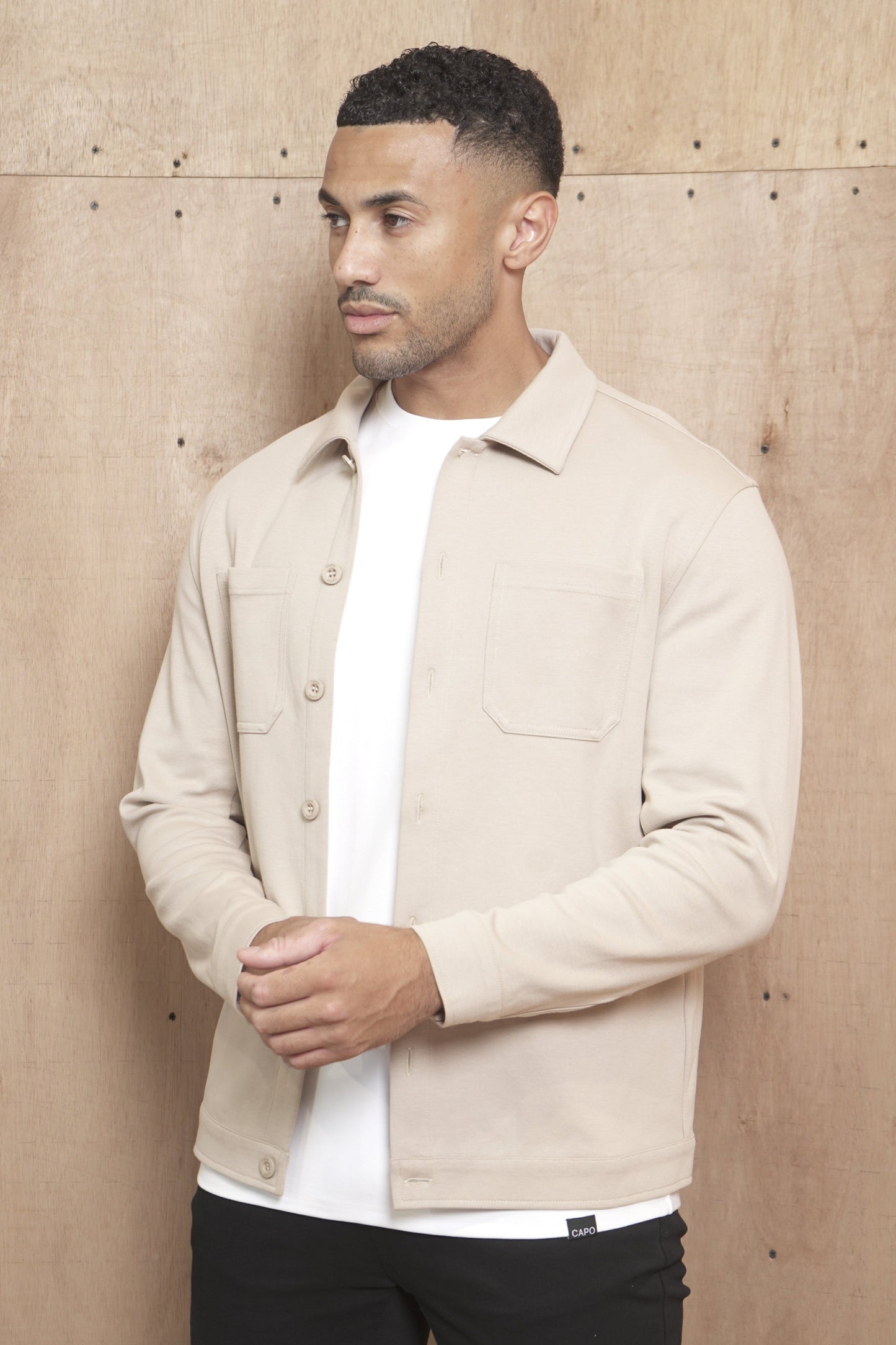 Capo Smart Button Overshirt - Stone