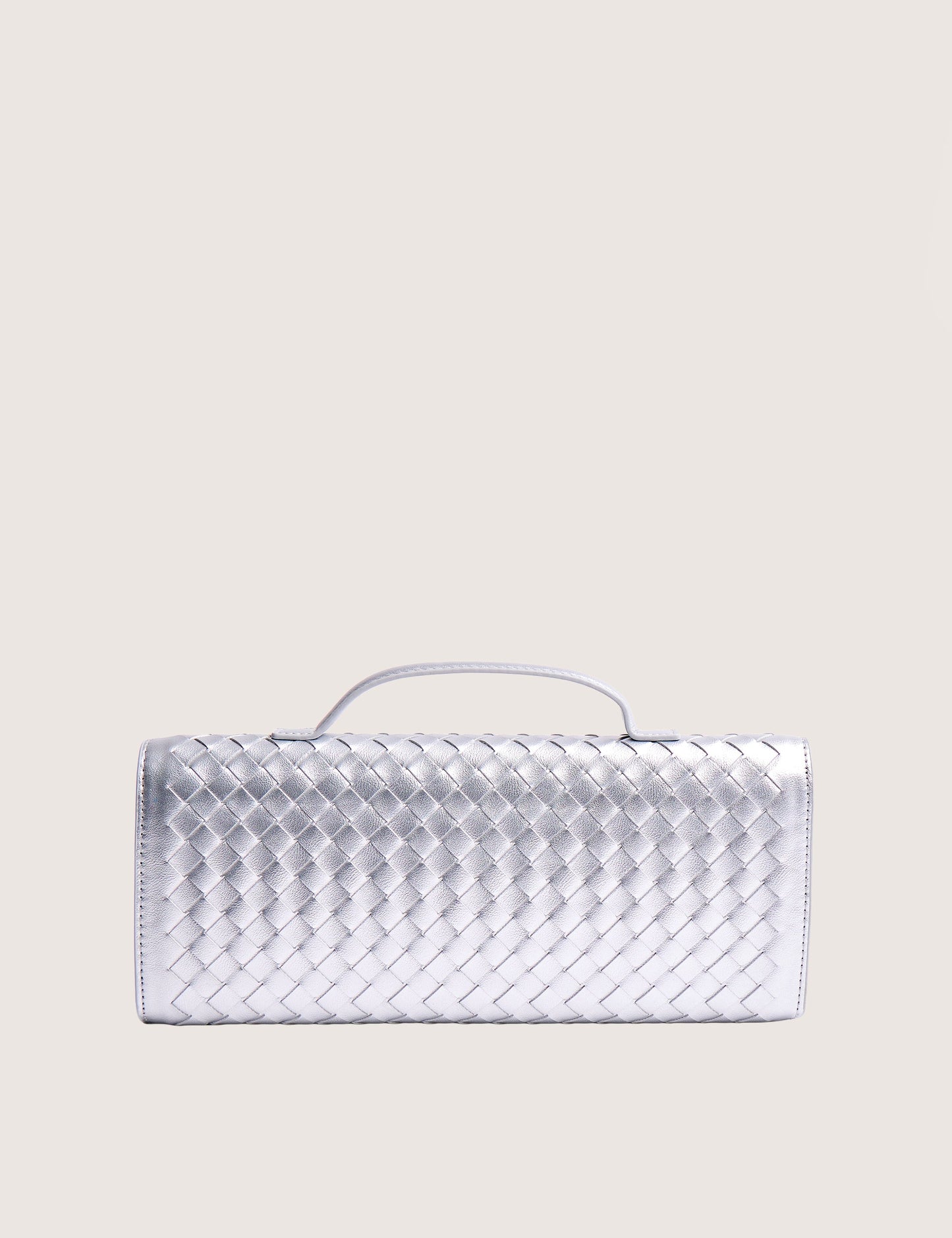 The Rose Metallic Silver Weave Rectangle Clutch Bag