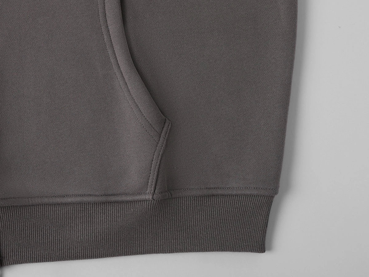 360 GSM CROPPED FIT 'FOG GRAY' ZIP-UP HOODIE