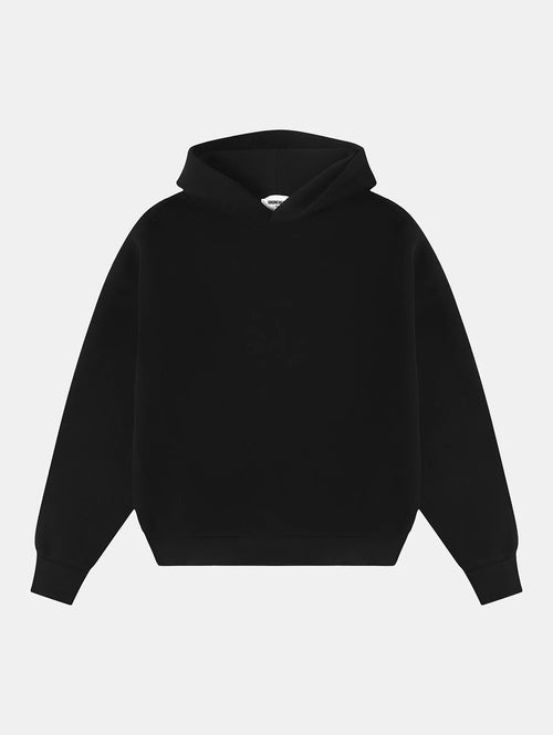 630 GSM BOXY CROPPED FIT 'BLACK' HOODIE
