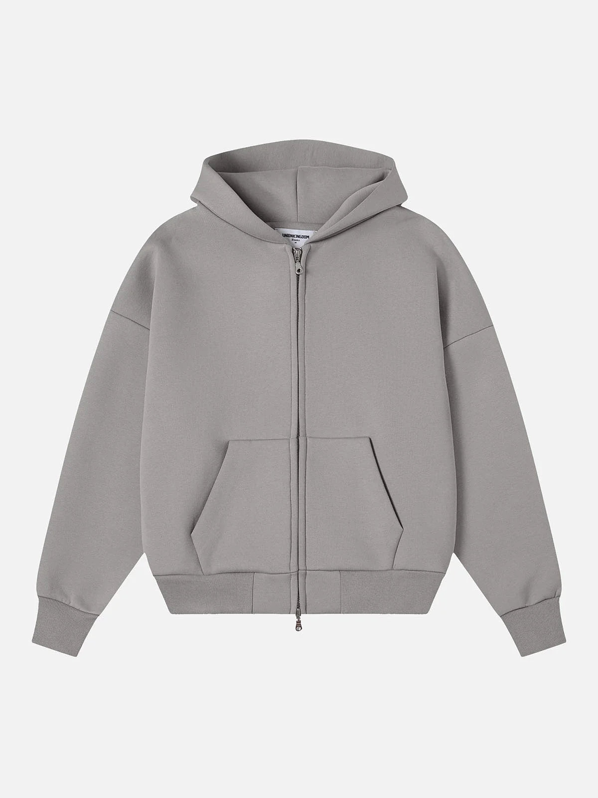 630 GSM BOXY CROPPED FIT 'SMOKE' ZIP-UP HOODIE