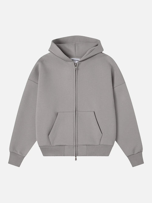 630 GSM BOXY CROPPED FIT 'SMOKE' ZIP-UP HOODIE