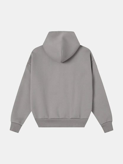 630 GSM BOXY CROPPED FIT 'SMOKE' ZIP-UP HOODIE