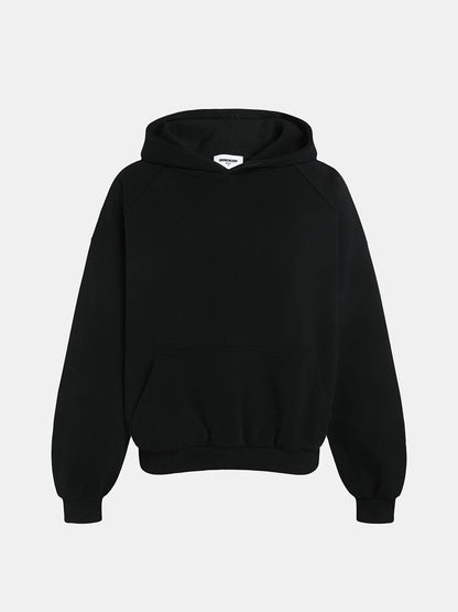 480 GSM RAGLAN BOXY CROPPED FIT 'BLACK' HOODIE