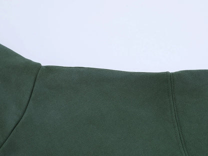 480 GSM BOXY CROPPED FIT 'WASHED DEEP GREEN' ZIP-UP HOODIE
