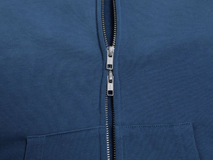 480 GSM BOXY CROPPED FIT 'WASHED BLUE' ZIP-UP HOODIE