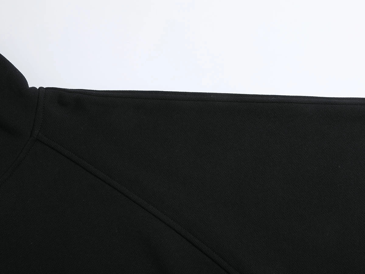 480 GSM RAGLAN BOXY CROPPED FIT ZIP-UP 'BLACK' ZIP-UP HOODIE