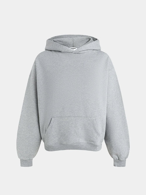 480 GSM FLEECE CROPPED FIT 'FLOWER GRAY' HOODIE