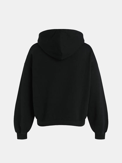 480 GSM FLEECE CROPPED FIT 'BLACK' HOODIE