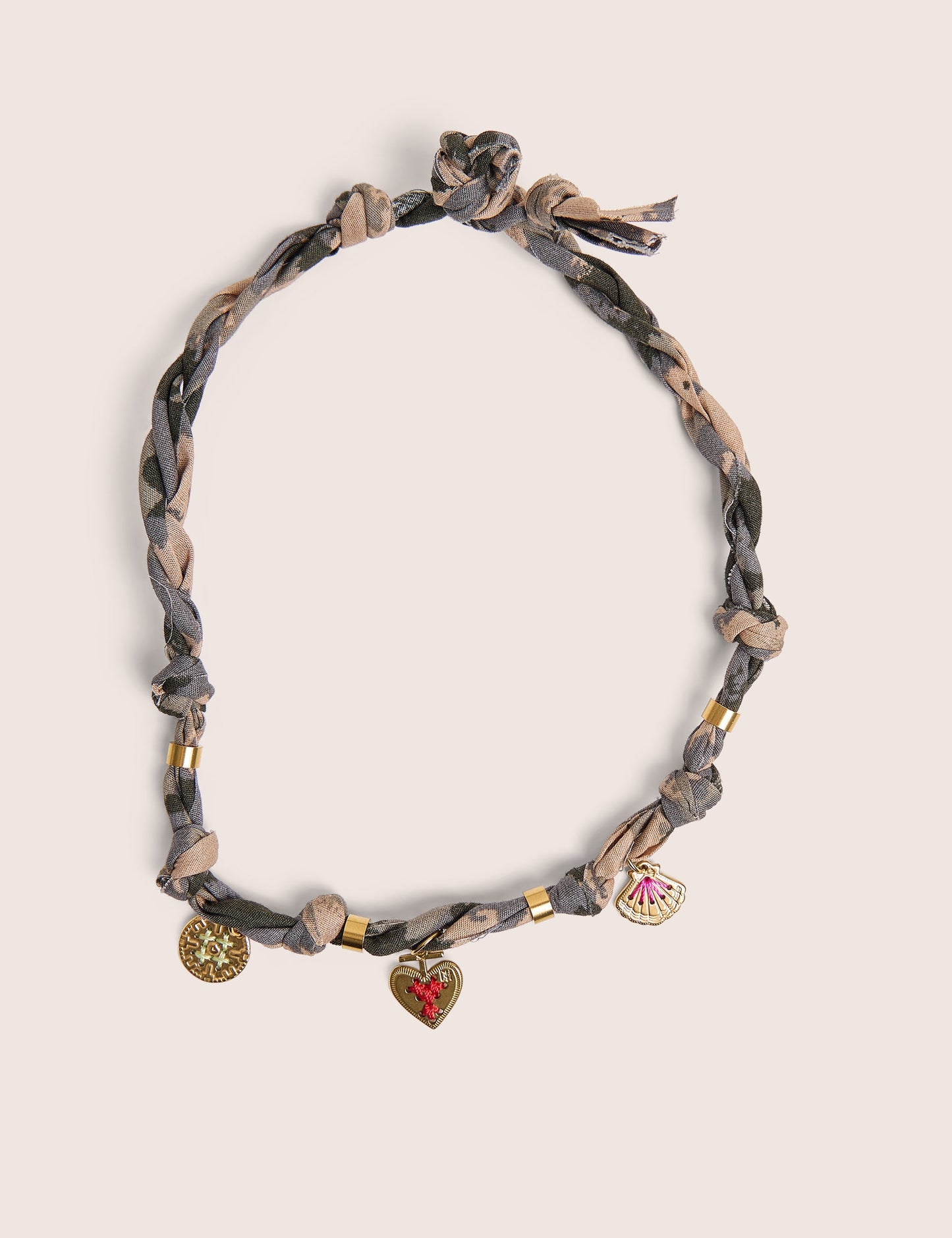 Rope Detail Necklace With Gold Charms
