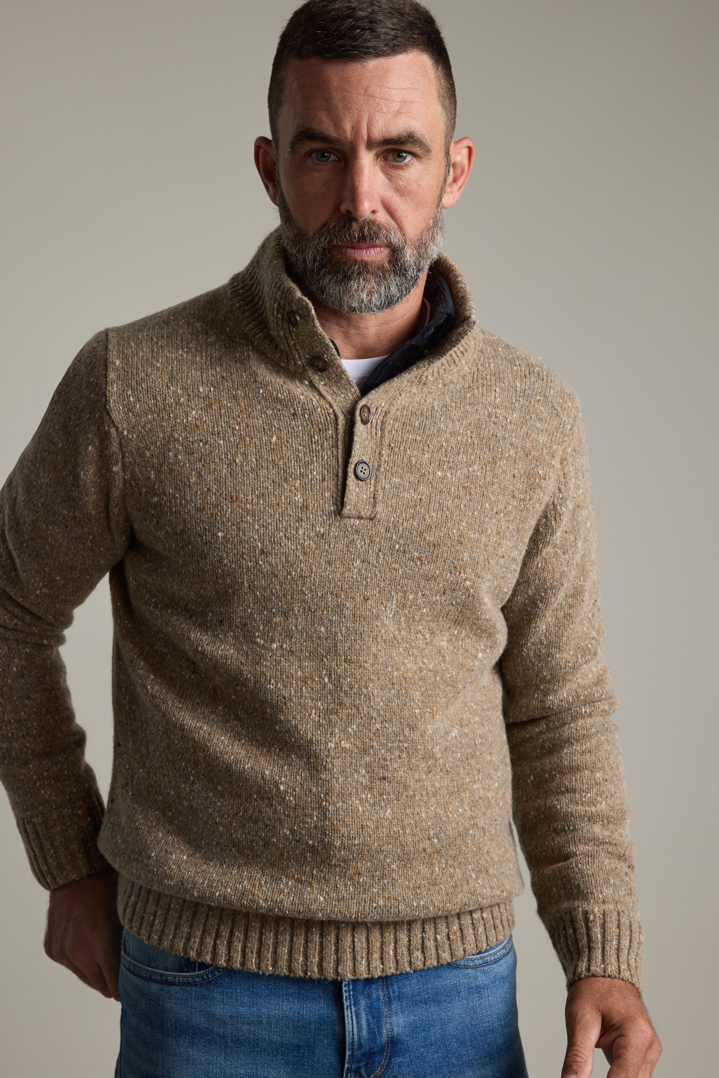 Redford Woollen Half Button Sweater