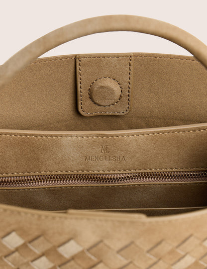 The Daria Beige Suedette Weave Medium Tote Bag