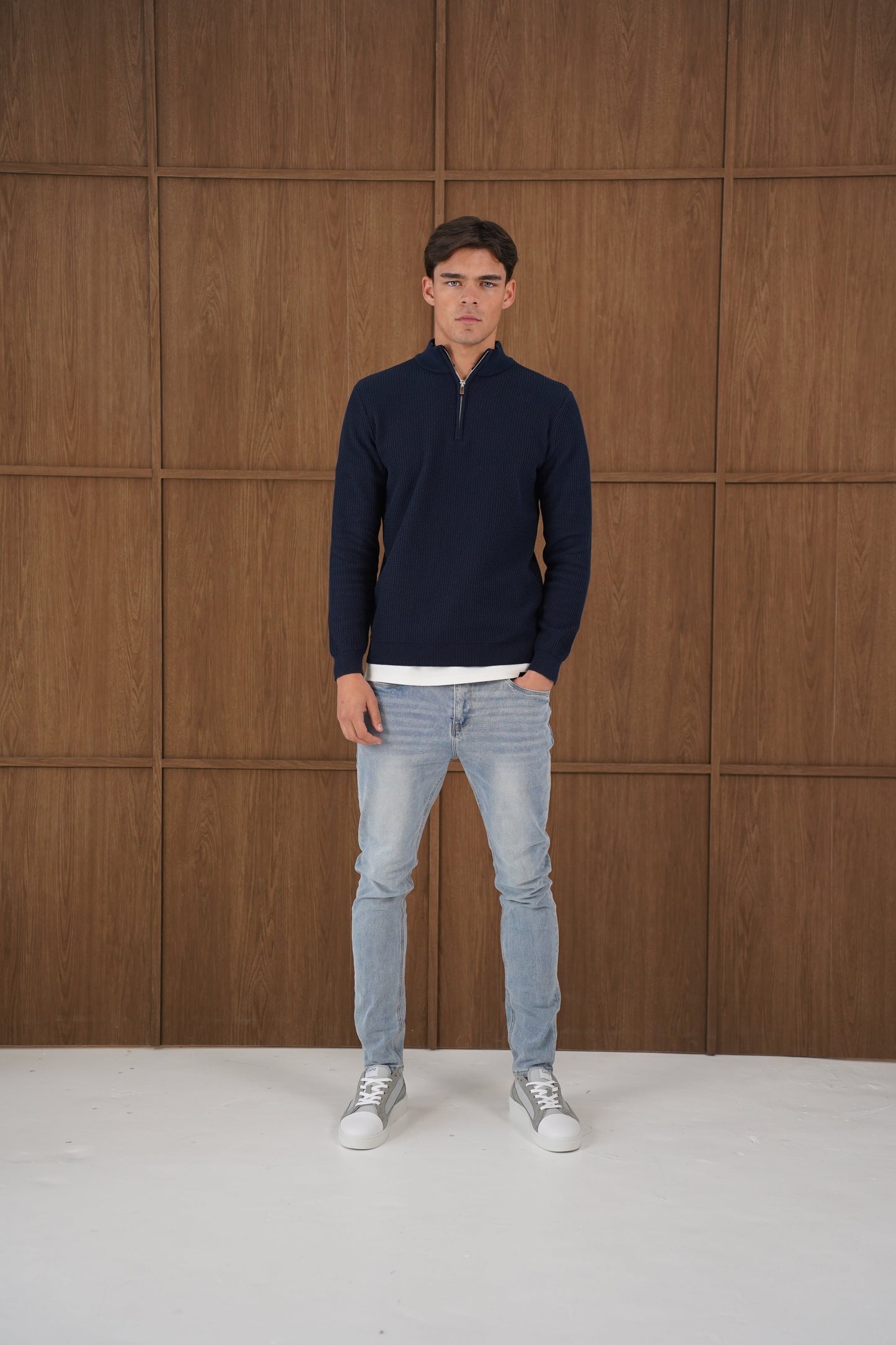 Capo TWIST Cotton 1/4 Zip Jumper - Navy