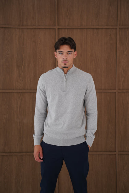 Capo Egyptian Cotton 1/4 Zip Top - Grey