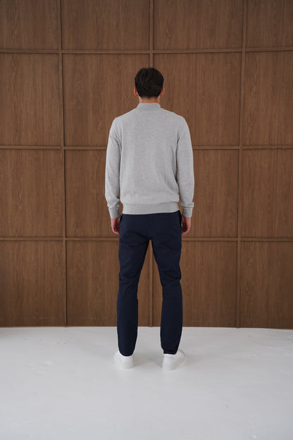 Capo Egyptian Cotton 1/4 Zip Top - Grey