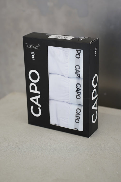 Capo Essential 3 Pack Boxer Shorts - White