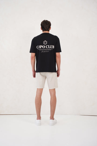 Capo Club Craftsman Crest T-Shirt - Black/Porpoise