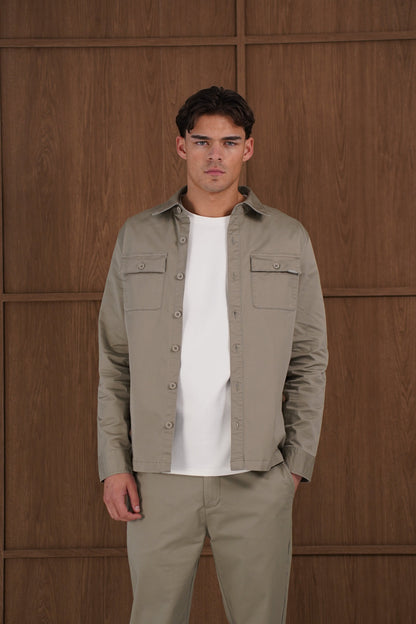 Capo Cotton Cargo Overshirt - Olive