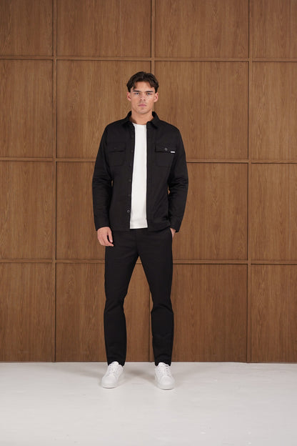 Capo Cotton Cargo Overshirt - Black