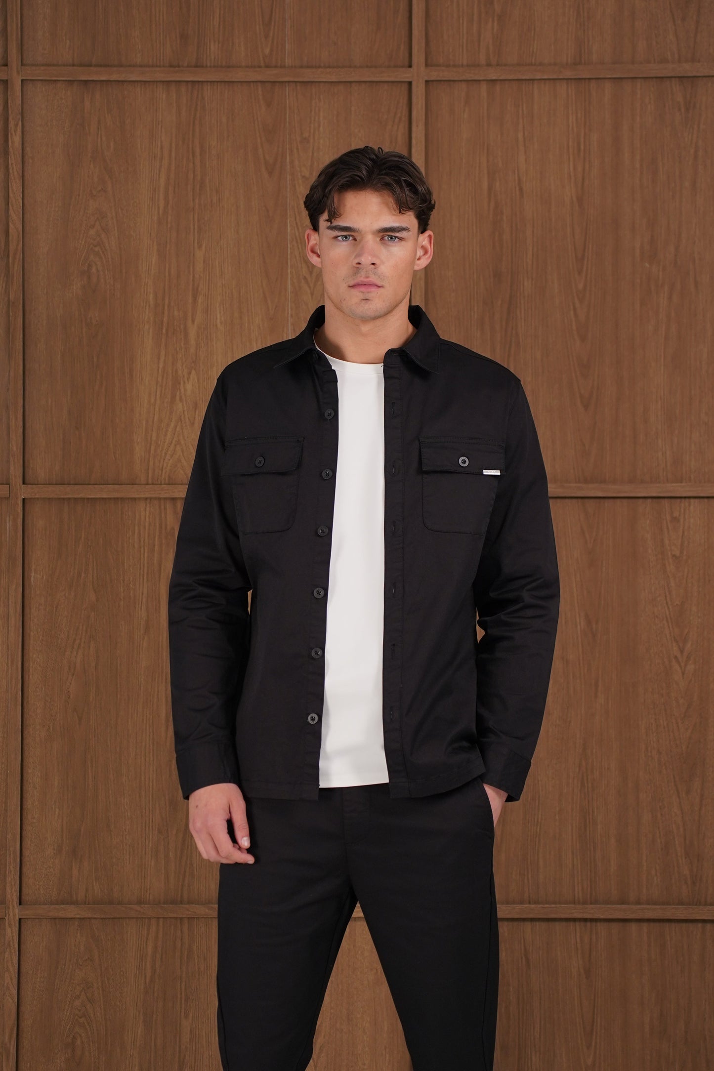 Capo Cotton Cargo Overshirt - Black