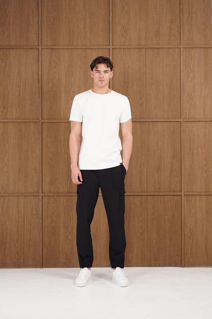 Capo Smart Cuffed Cargo Pants - Black