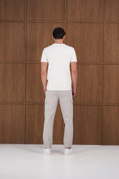 Capo Smart Cuffed Cargo Pants - Light Grey