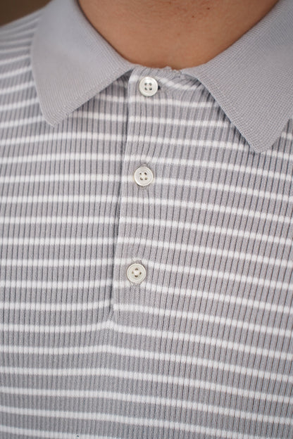 Capo Stripped Button Polo Shirt - Grey