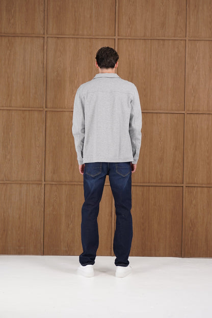 Capo Smart Button Overshirt - Light Grey
