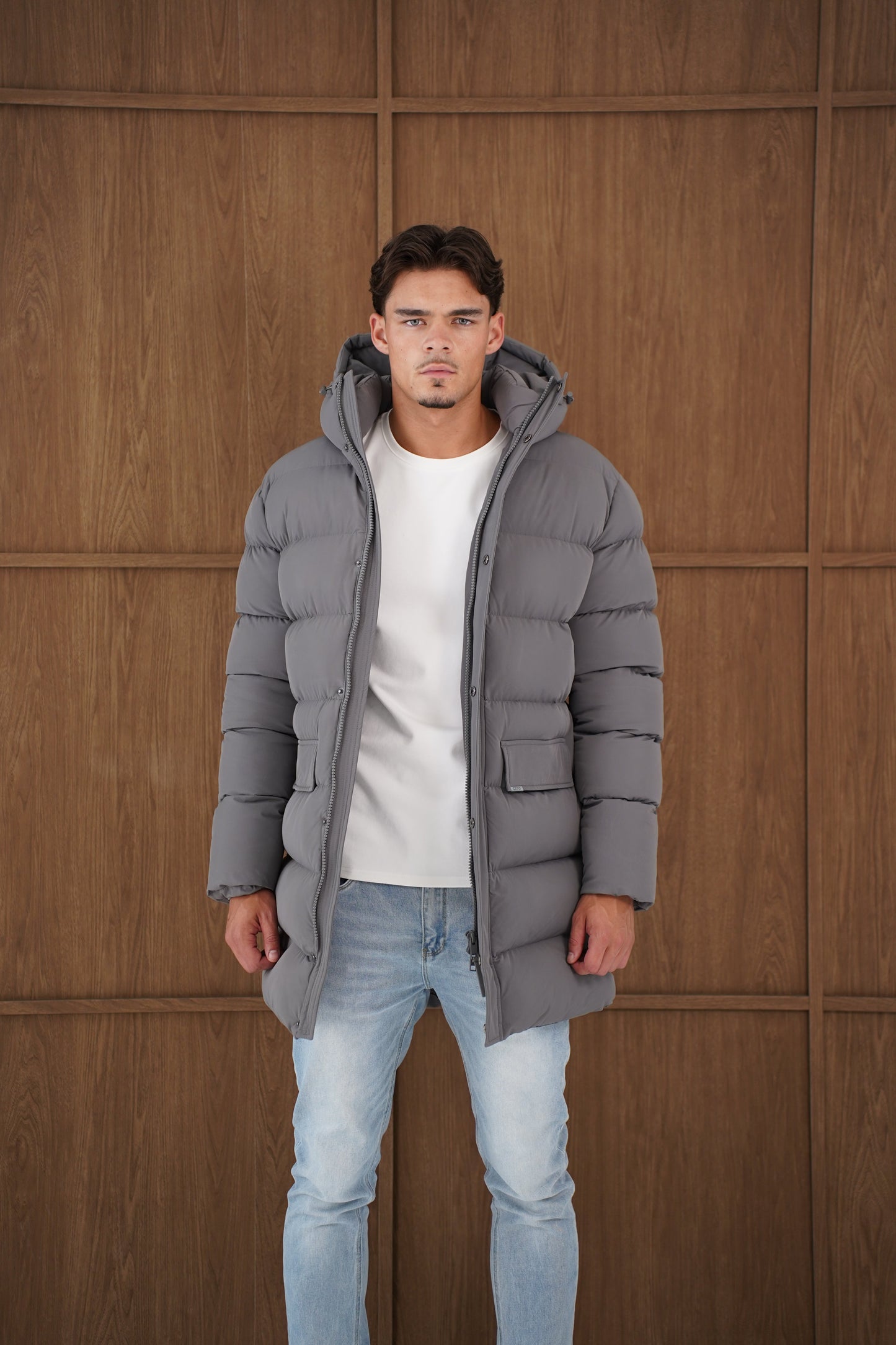 Capo Mid-Length Puffer Coat - Charcoal