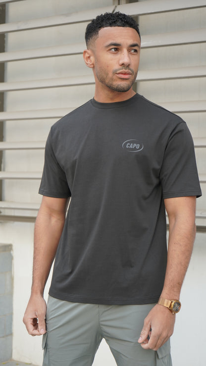 Capo Club Circular Print T-Shirt - Charcoal