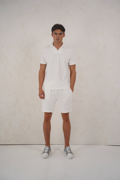 Capo Towelling Diamond Revere Shorts - White
