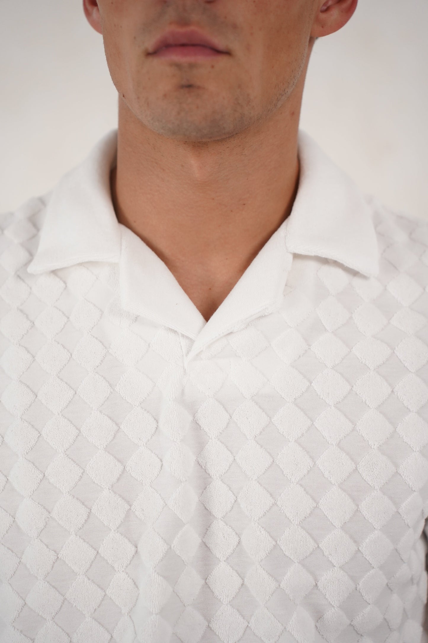 Capo Towelling Diamond Revere Polo Shirt - White