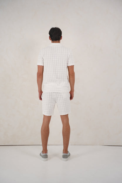 Capo Towelling Diamond Revere Shorts - White