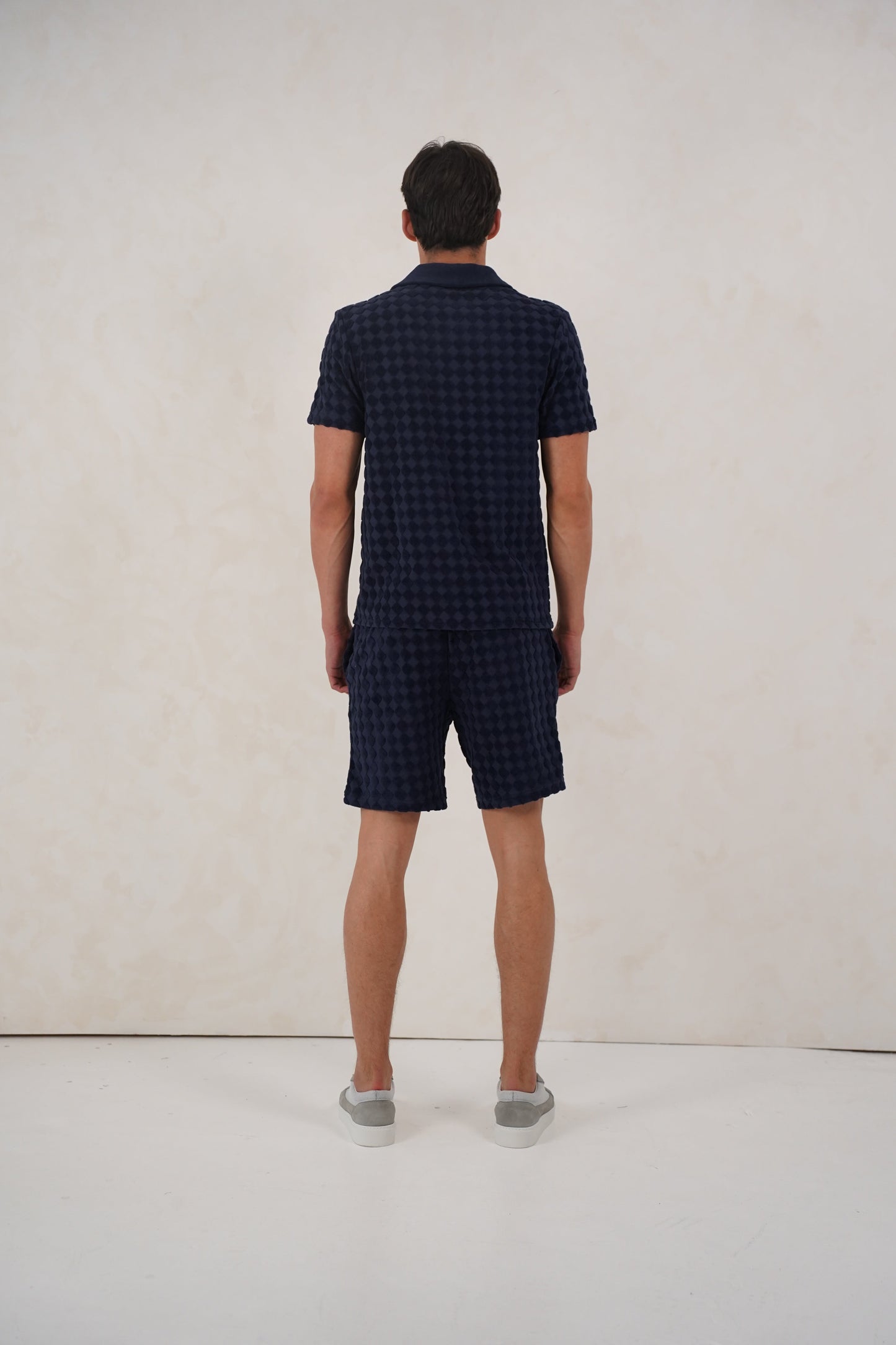 Capo Towelling Diamond Revere Shorts - Navy