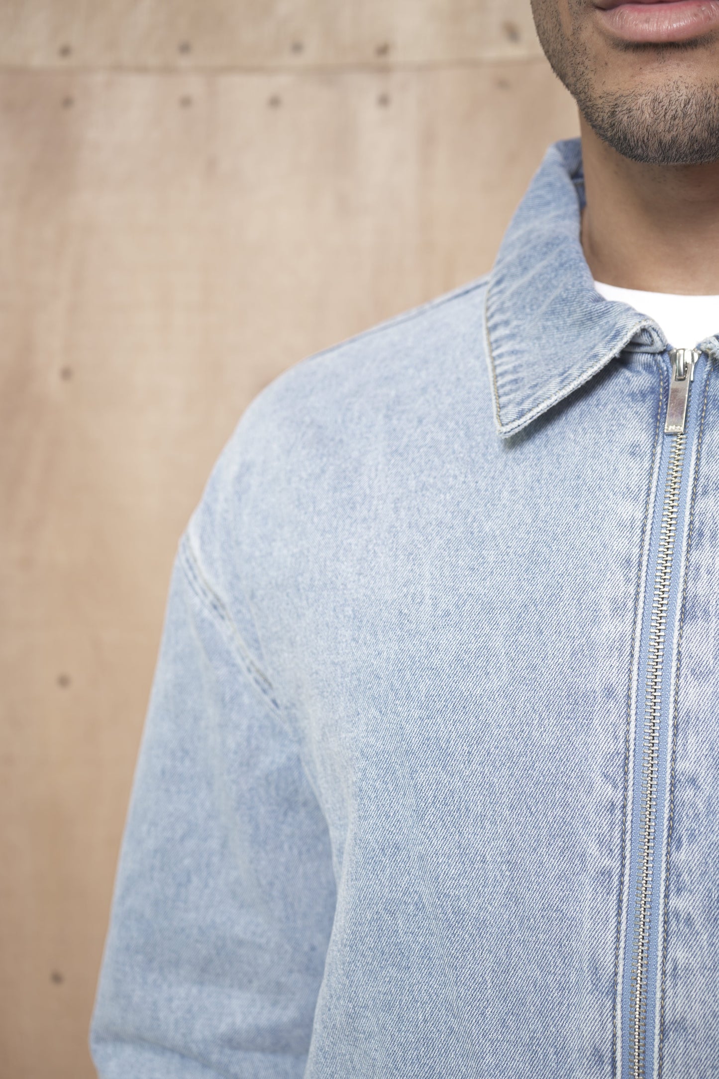 Capo Washed Zip Denim Jacket - Blue