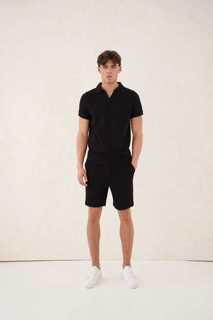 Capo Jersey Slub Shorts - Black