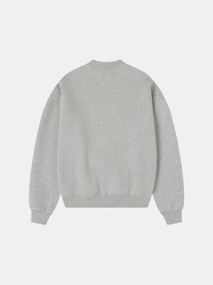 520 GSM BOXY CROPPED FIT 'FLOWER GRAY' CREWNECK