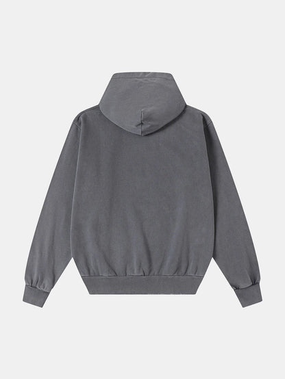 450 GSM CROPPED FIT 'WASHED GRAY' HOODIE