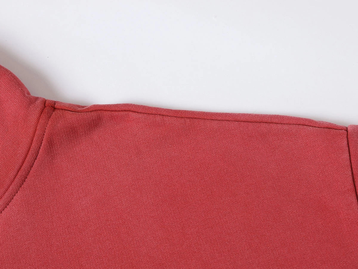 550 GSM CROPPED FIT 'WASHED RED' ZIP-UP HOODIE