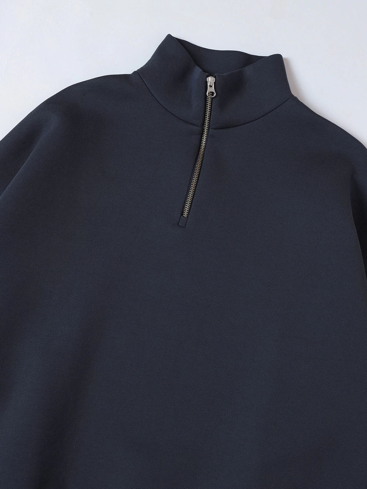 630 GSM BOXY CROPPED FIT QUARTER-ZIP 'STONE COAL' SWEATER
