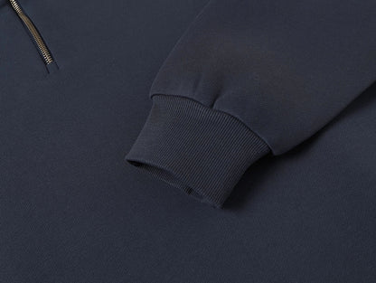 630 GSM BOXY CROPPED FIT QUARTER-ZIP 'STONE COAL' SWEATER
