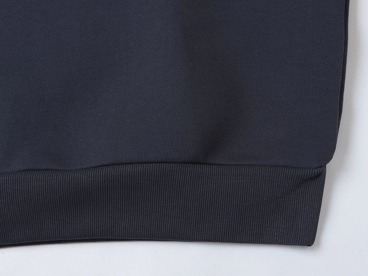 630 GSM BOXY CROPPED FIT QUARTER-ZIP 'STONE COAL' SWEATER