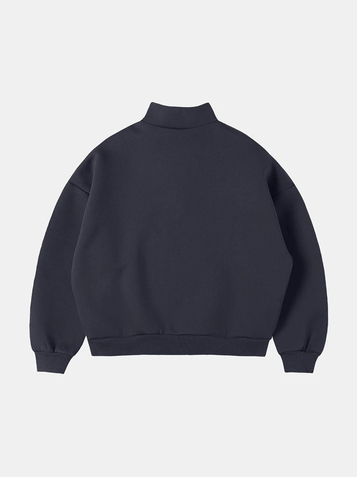 630 GSM BOXY CROPPED FIT QUARTER-ZIP 'STONE COAL' SWEATER