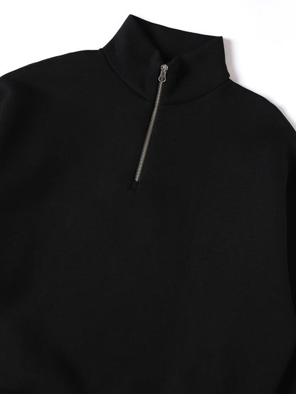 630 GSM BOXY CROPPED FIT QUARTER-ZIP 'BLACK' SWEATER