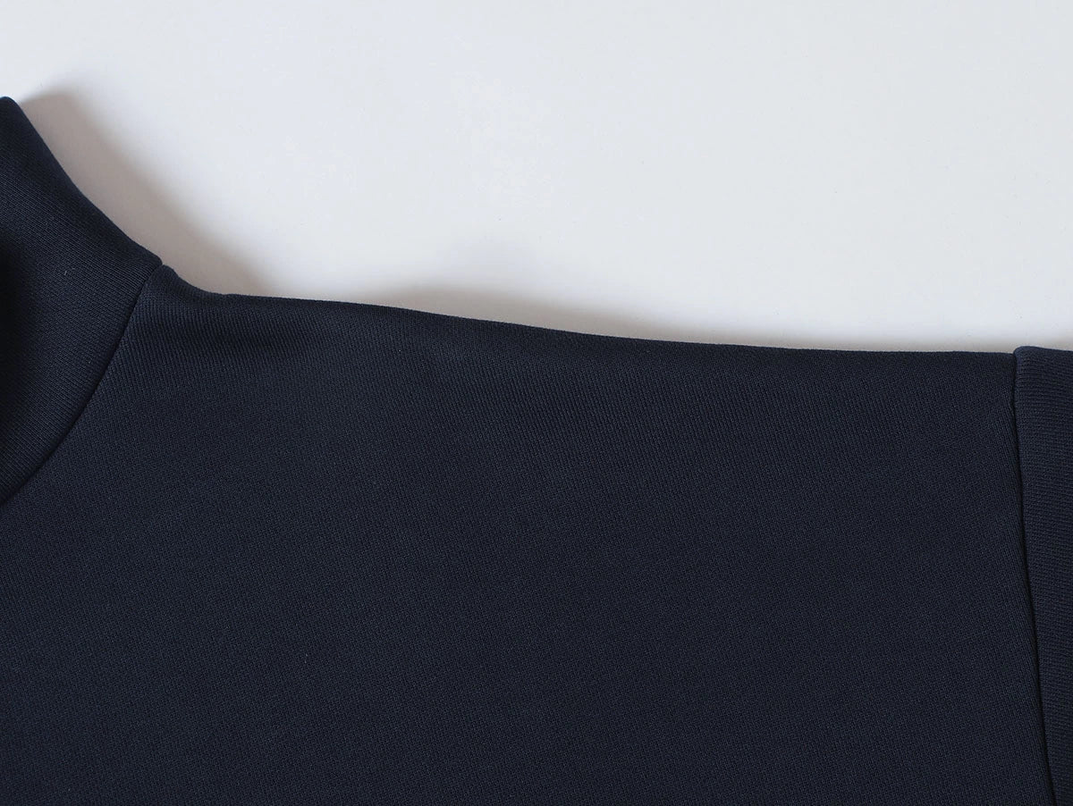 630 GSM BOXY CROPPED FIT QUARTER-ZIP 'NAVY BLUE' SWEATER