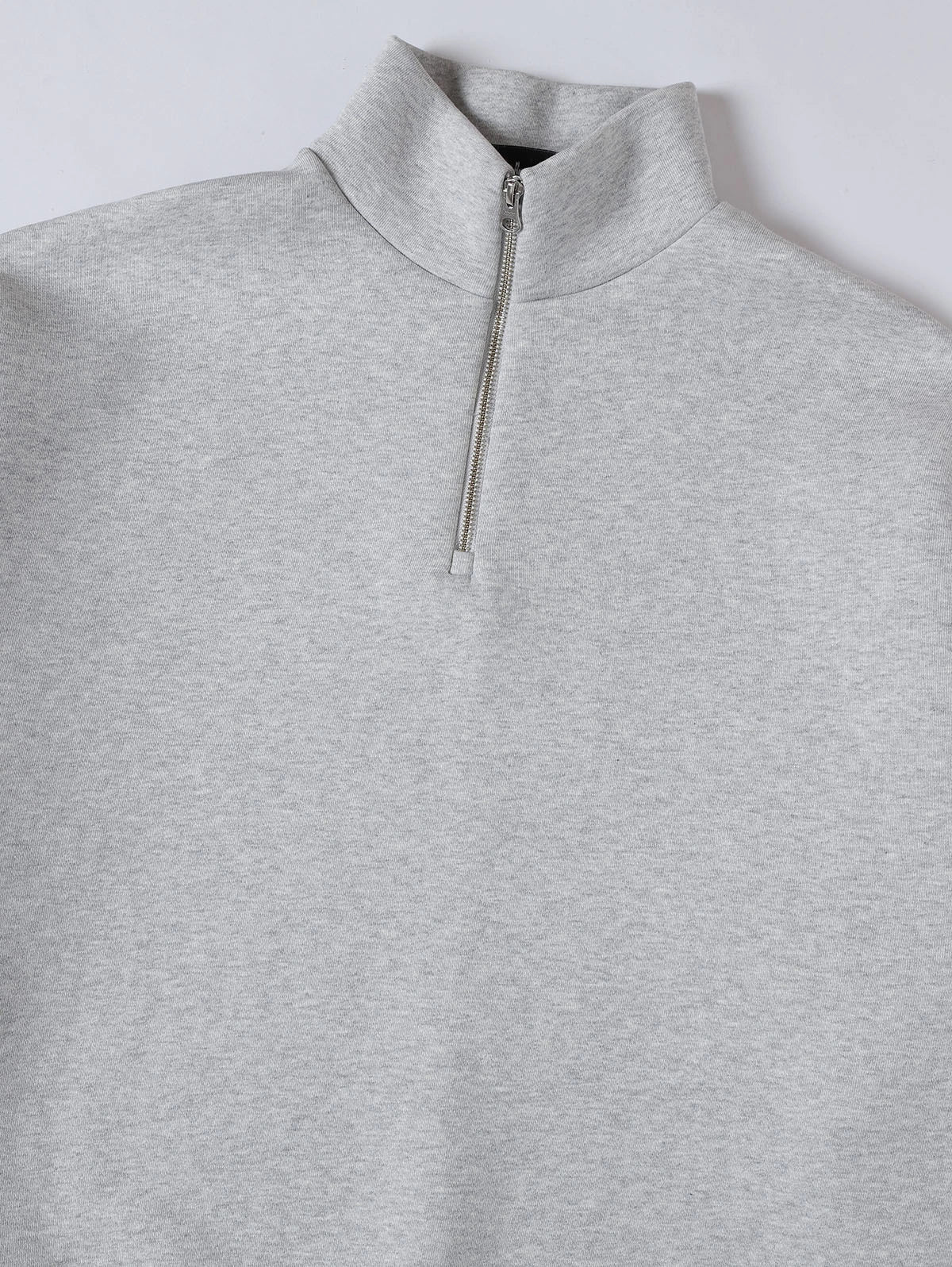630 GSM BOXY CROPPED FIT QUARTER-ZIP 'FLOWER GRAY' SWEATER