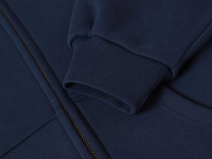 480 GSM FLEECE CROPPED FIT 'NAVY BLUE' ZIP-UP HOODIE